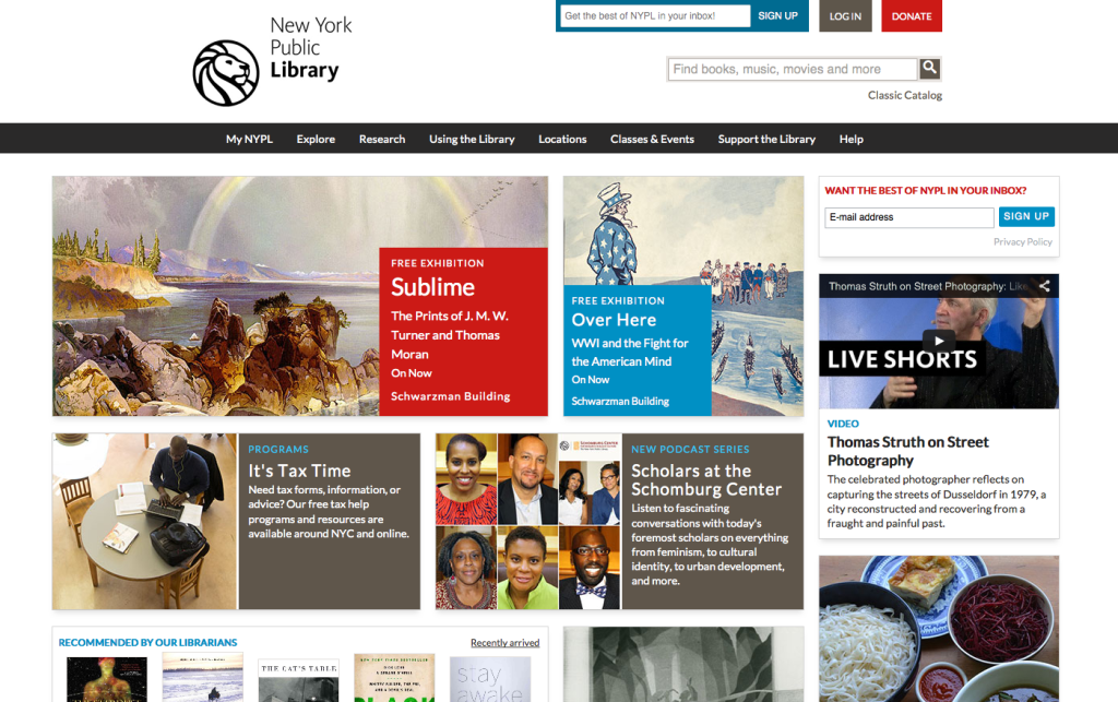 New York Public Library Web Design